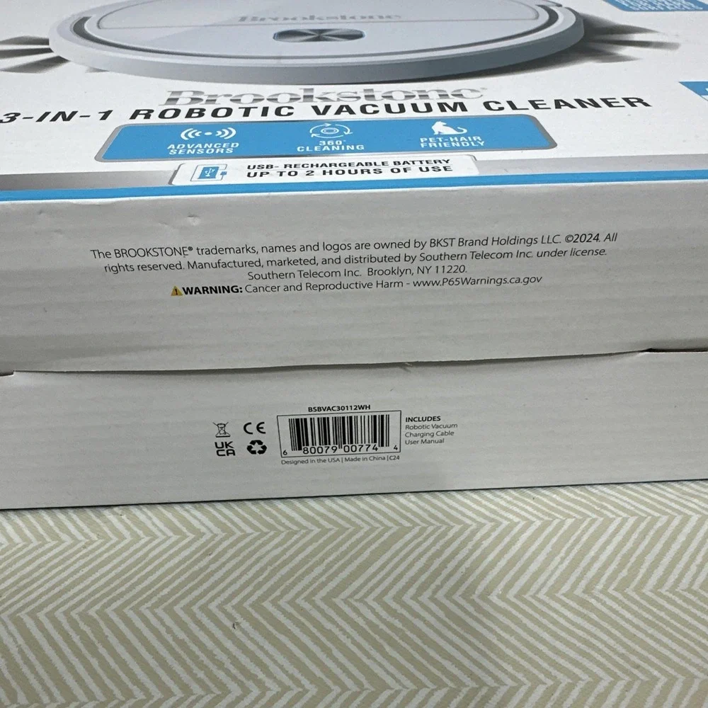Brookstone Robotic Vacuum Cleaner 3 In 1 Designed For Hard Surfaces Sweeps Dusts